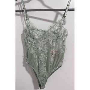 Miss Lola Sage Green Lace Teddy Bodysuit Bralette Thong by Hera‎ Collection S